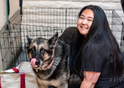 Vet staff with a dog