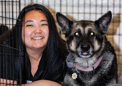 vet staff and dog